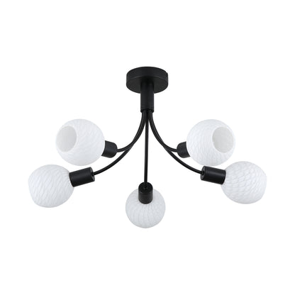 Nova 5Lt Ceiling Lamp, Black Metal with Frosted Glass Shade
