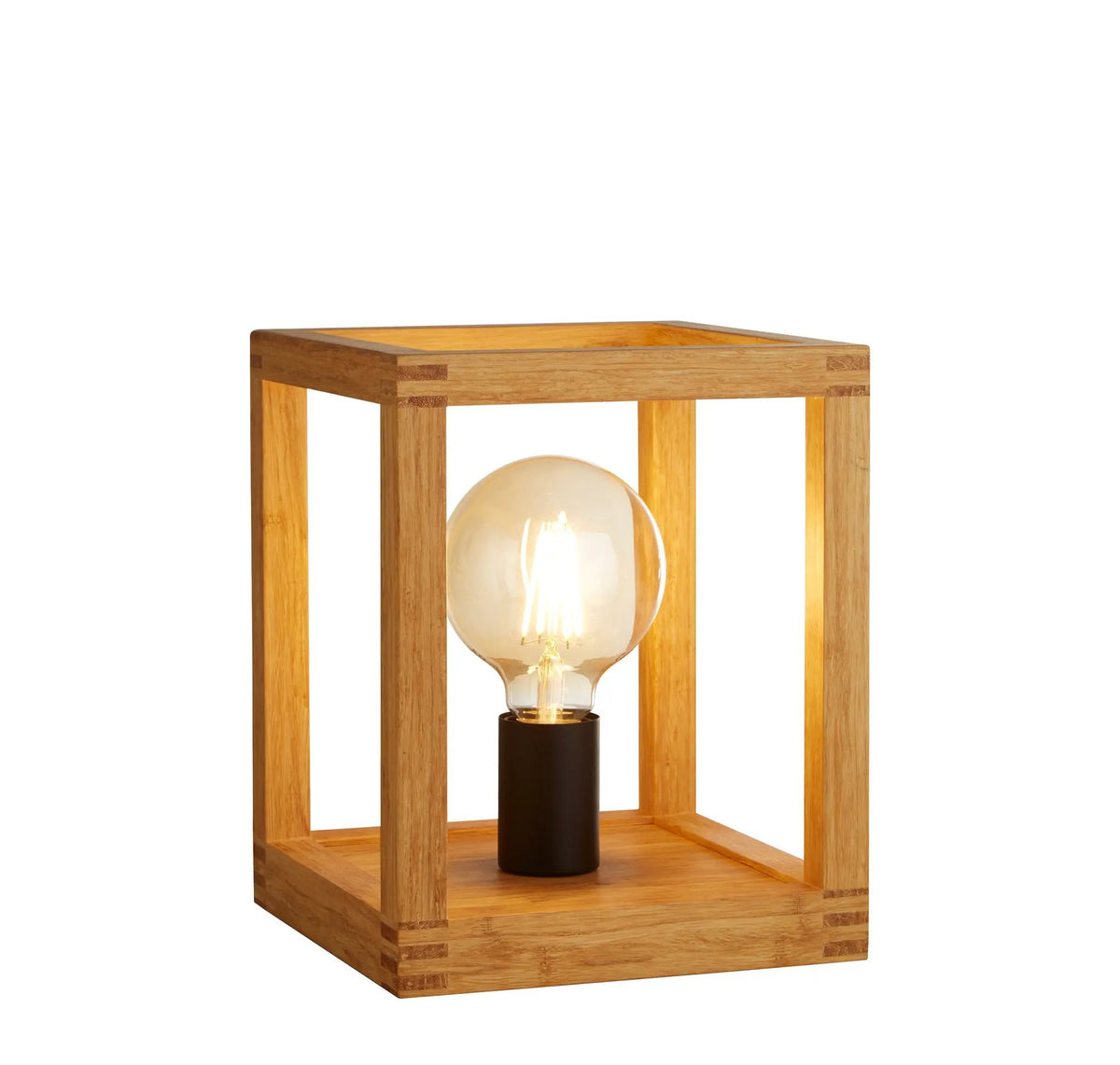 Tafellamp Square - Natural Wood and Black by Searchlight