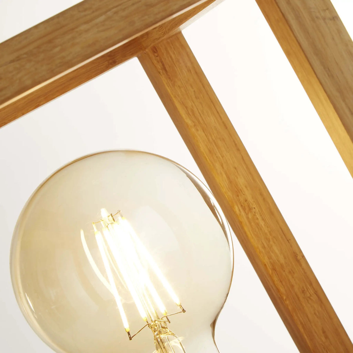 Tafellamp Square - Natural Wood and Black by Searchlight