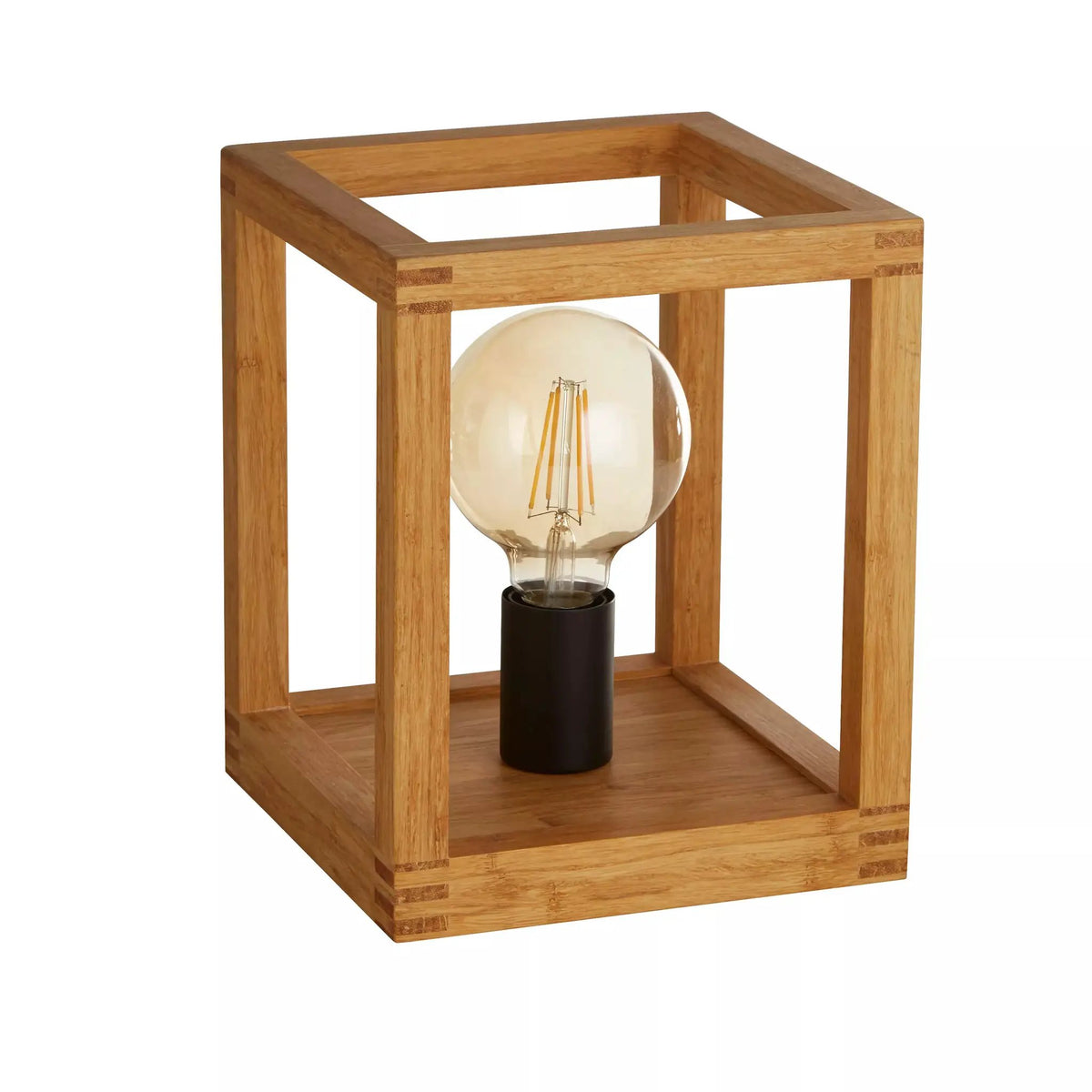 Tafellamp Square - Natural Wood and Black by Searchlight
