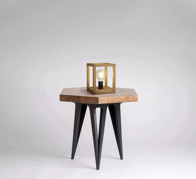 Tafellamp Square - Natural Wood and Black by Searchlight