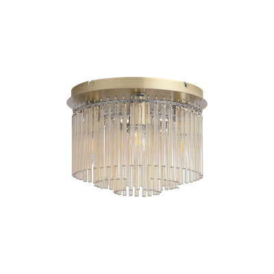 Plafondlamp Swizzle 5Lt, Gold Metal with Champagne Rods by Searchlight