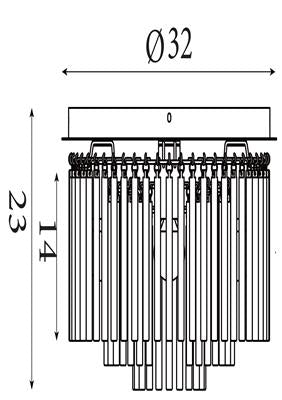 Plafondlamp Swizzle 5Lt, Gold Metal with Champagne Rods