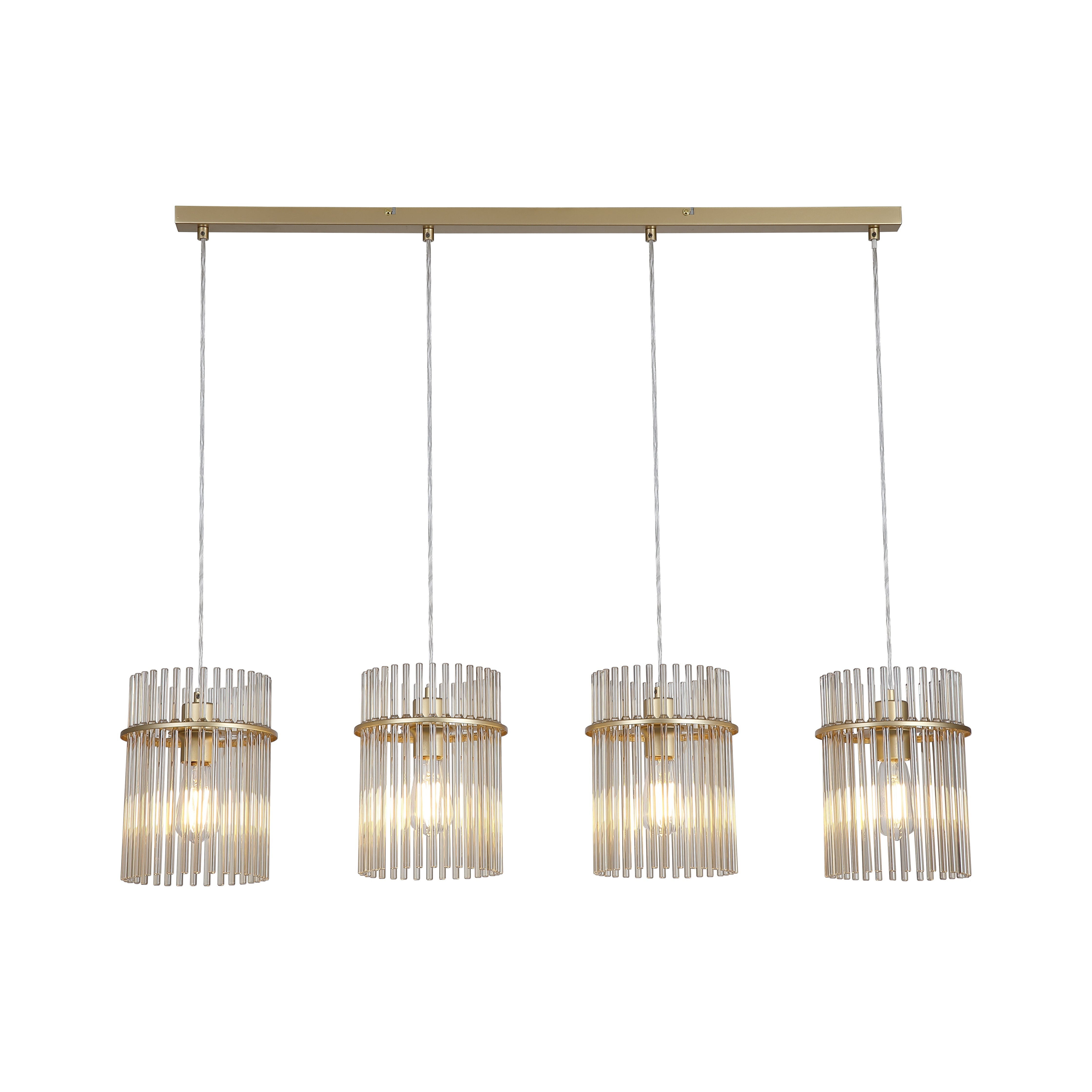 Swizzle 4Lt Bar Pendant,  Gold Metal with Champagne Rods