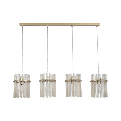 Hanglamp Swizzle 4Lt Bar, Gold Metal with Champagne Rods by Searchlight