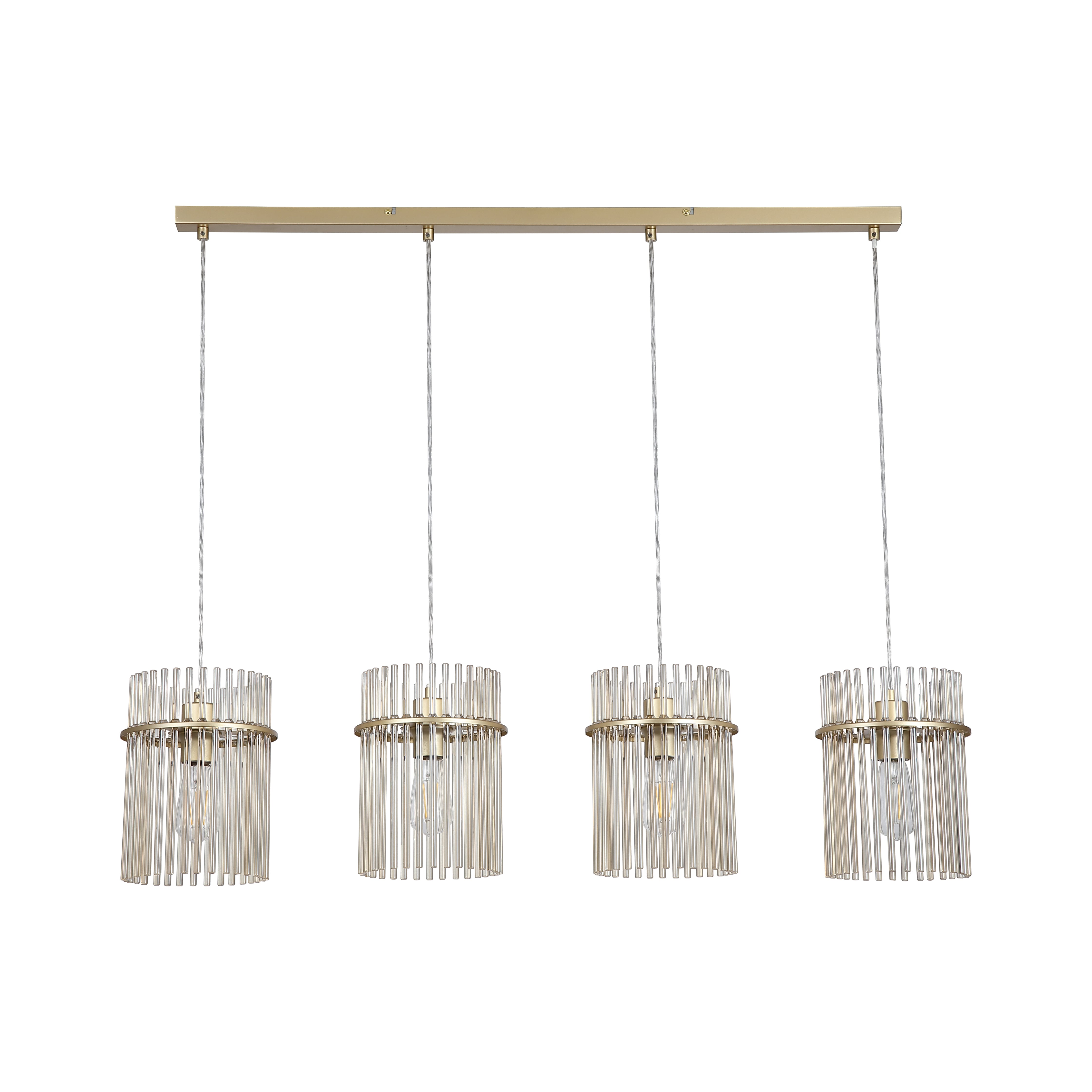 Swizzle 4Lt Bar Pendant,  Gold Metal with Champagne Rods