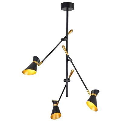 Hanglamp Diablo Spotlight 3Lt LED - Matt Black Metal by Searchlight