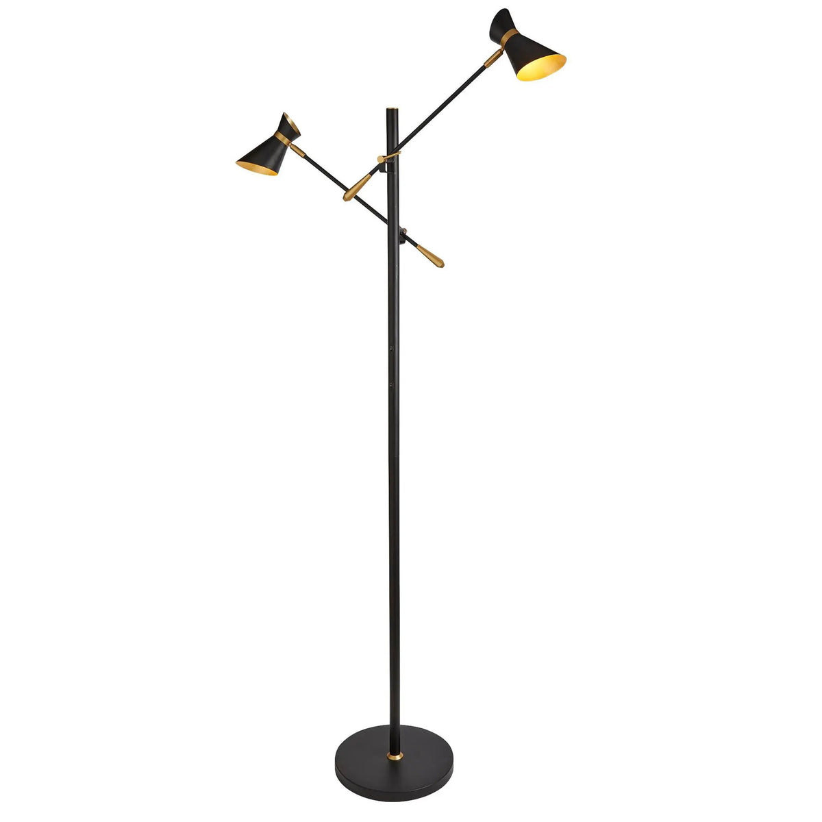Vloerlamp Diablo 2-lichts - Matt Black and Metallic Gold by Searchlight