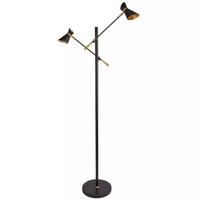 Vloerlamp Diablo 2-lichts - Matt Black and Metallic Gold by Searchlight