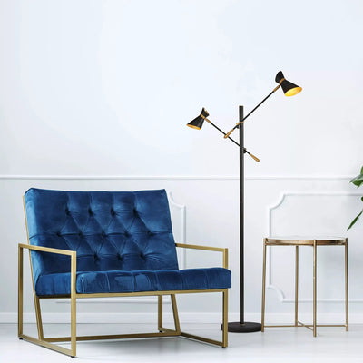 Vloerlamp Diablo 2-lichts - Matt Black and Metallic Gold by Searchlight