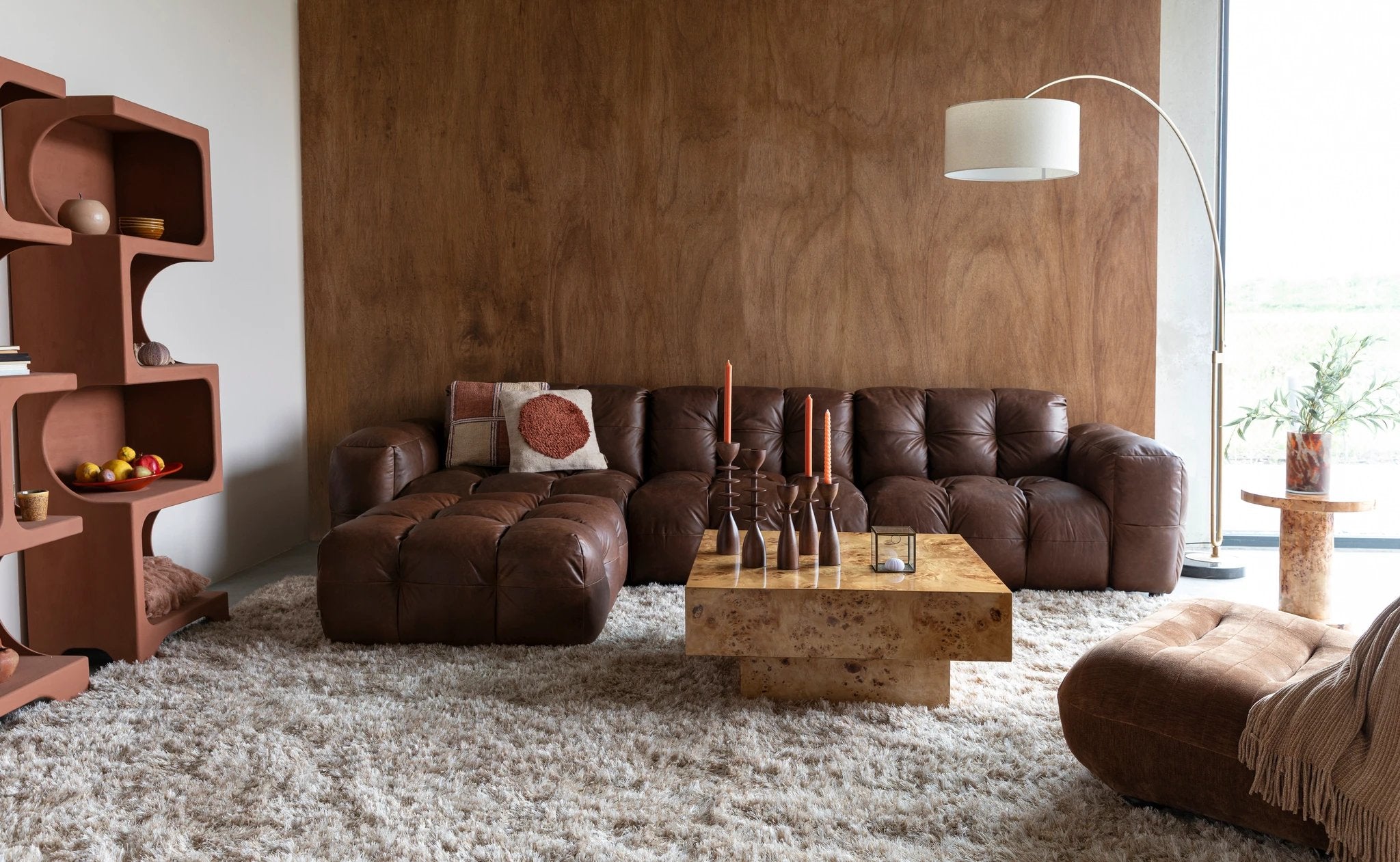 Bankstel Hackman 4,5-Seater Leather Chocolate by Dutchbone