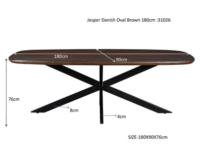 Eettafel Jesper Deens Ovaal Bruin 180 cm by Livingfurn