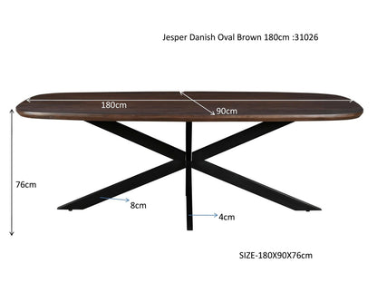 Eettafel Jesper Deens Ovaal Bruin 180 cm