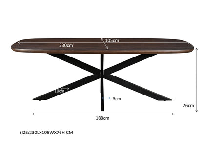 Eettafel Jesper Deens Ovaal Bruin 230 cm