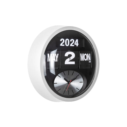 Wandklok Round Flip Wit