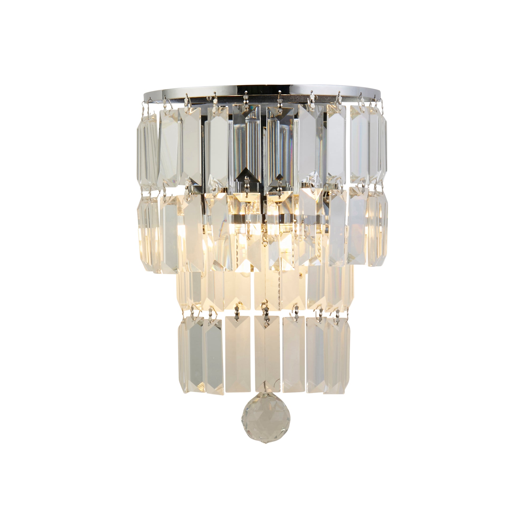 Empire 2LT Wall Light, Chrome with Clear Crystal