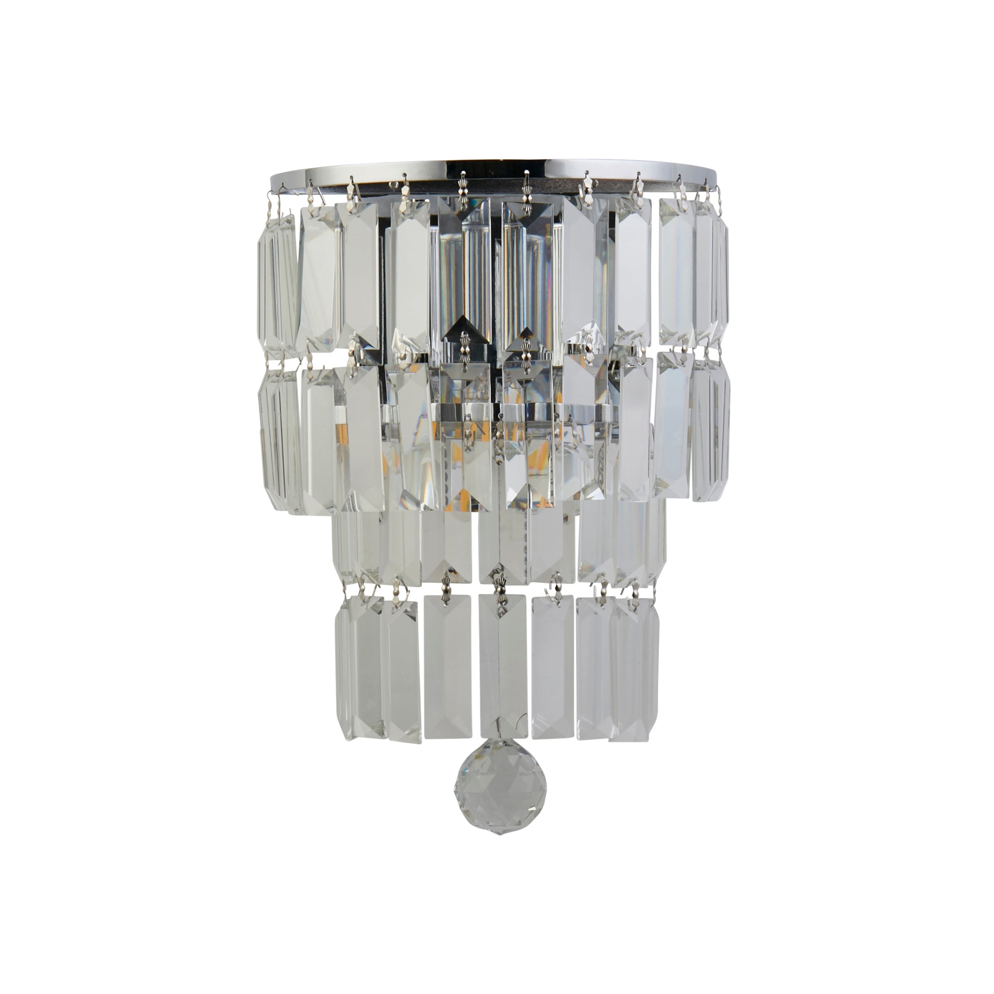 Empire 2LT Wall Light, Chrome with Clear Crystal