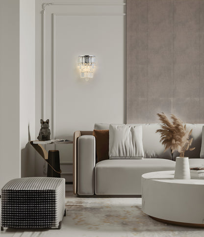 Empire 2LT Wall Light, Chrome with Clear Crystal