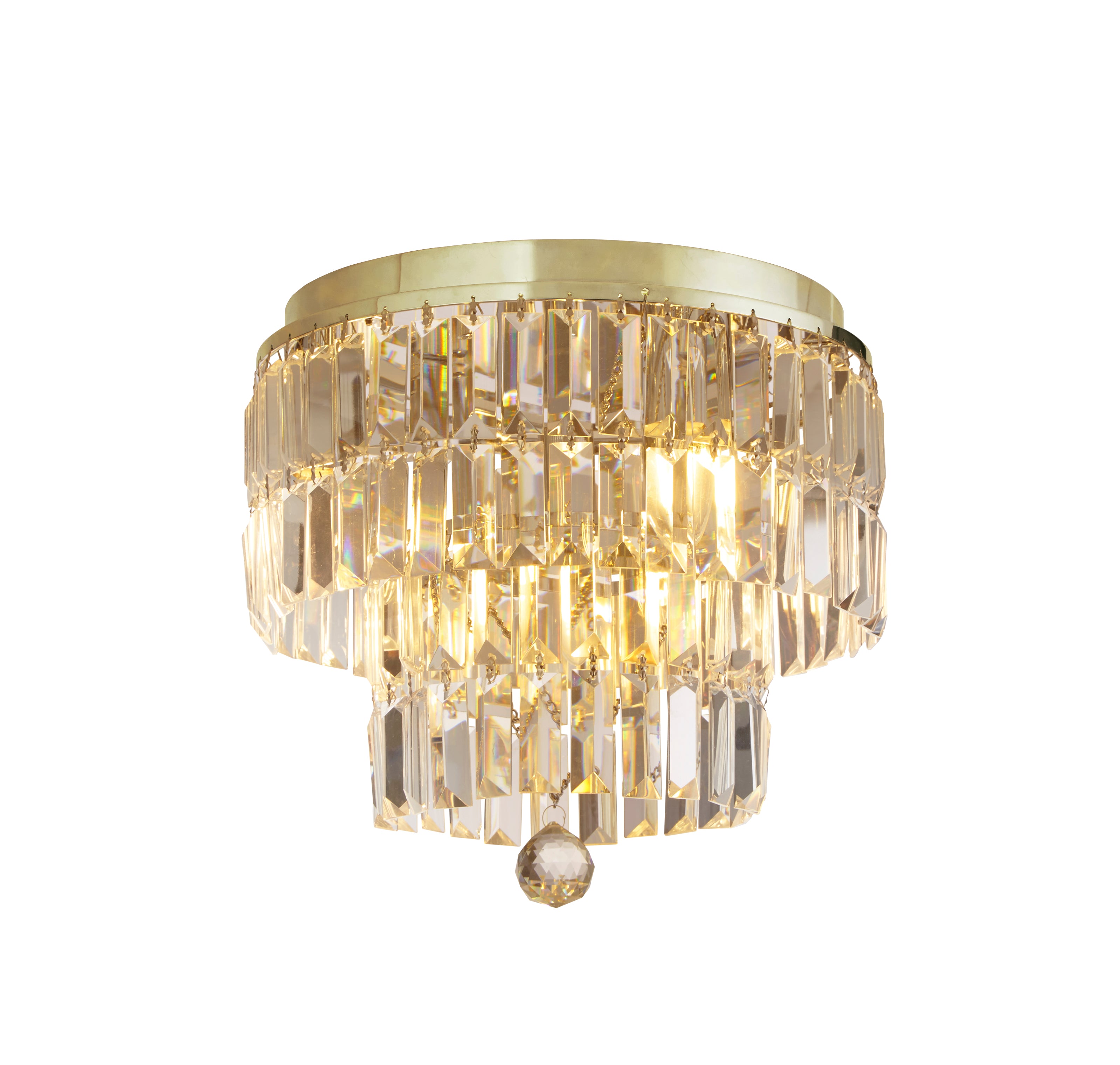 Empire 4Lt Flush - Satin Brass Metal & Champagne Crystal