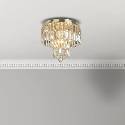 Plafondlamp Empire 4Lt - Satin Brass Metal & Champagne Crystal by Searchlight