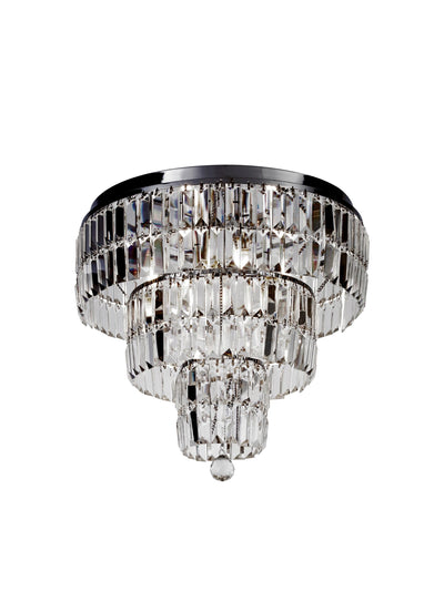 Plafondlamp Empire 6Lt - Chrome Metal & Clear Crystal by Searchlight