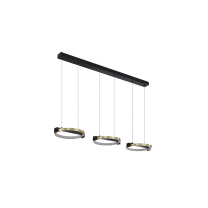 Aerial 3Lt LED Bar Pendant, Gold and Black Metal