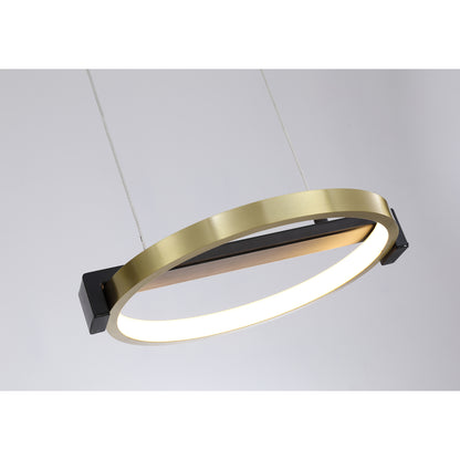 Aerial 3Lt LED Bar Pendant, Gold and Black Metal