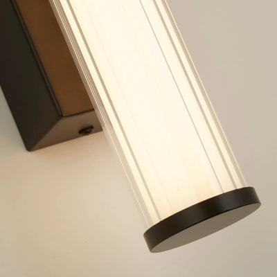 Wandlamp Clamp - Black Metal, Ribbed Clear & Opal Diffuser by Searchlight