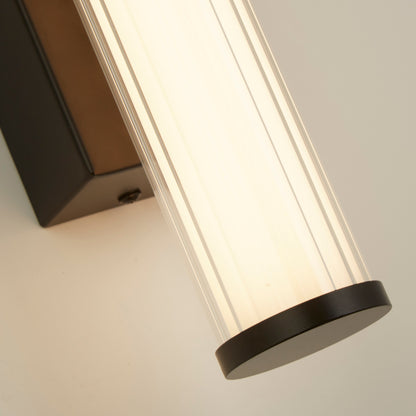 Clamp Wall Light - Black Metal, Ribbed Clear & Opal Diffuser