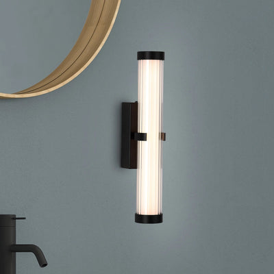 Wandlamp Clamp - Black Metal, Ribbed Clear & Opal Diffuser by Searchlight