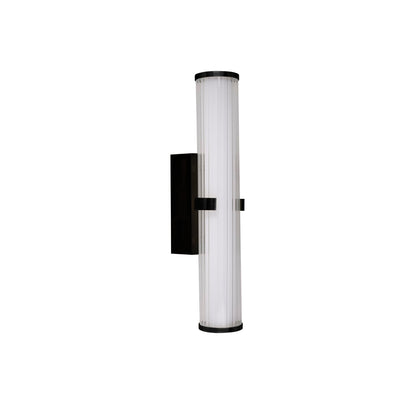 Clamp Wall Light - Black Metal, Ribbed Clear & Opal Diffuser