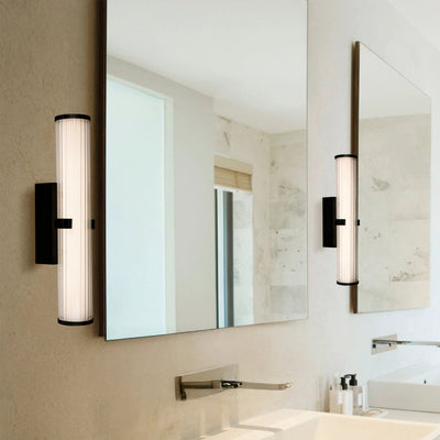 Wandlamp Clamp - Black Metal, Ribbed Clear & Opal Diffuser by Searchlight