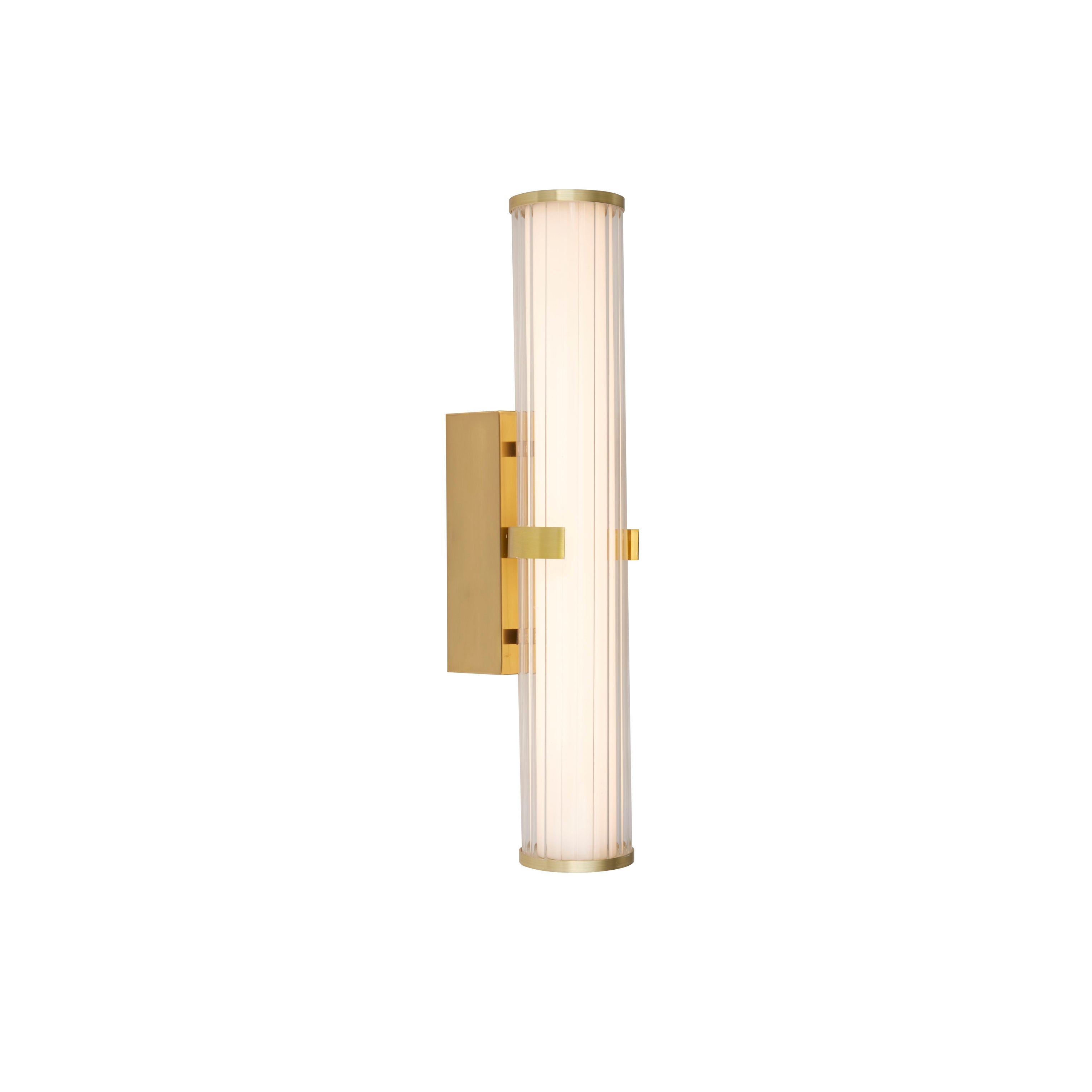 Clamp Wall Light - Gold Metal, Ribbed Clear & Opal Diffuser