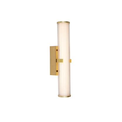 Clamp Wall Light - Gold Metal, Ribbed Clear & Opal Diffuser