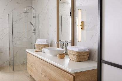 Clamp Wall Light - Gold Metal, Ribbed Clear & Opal Diffuser