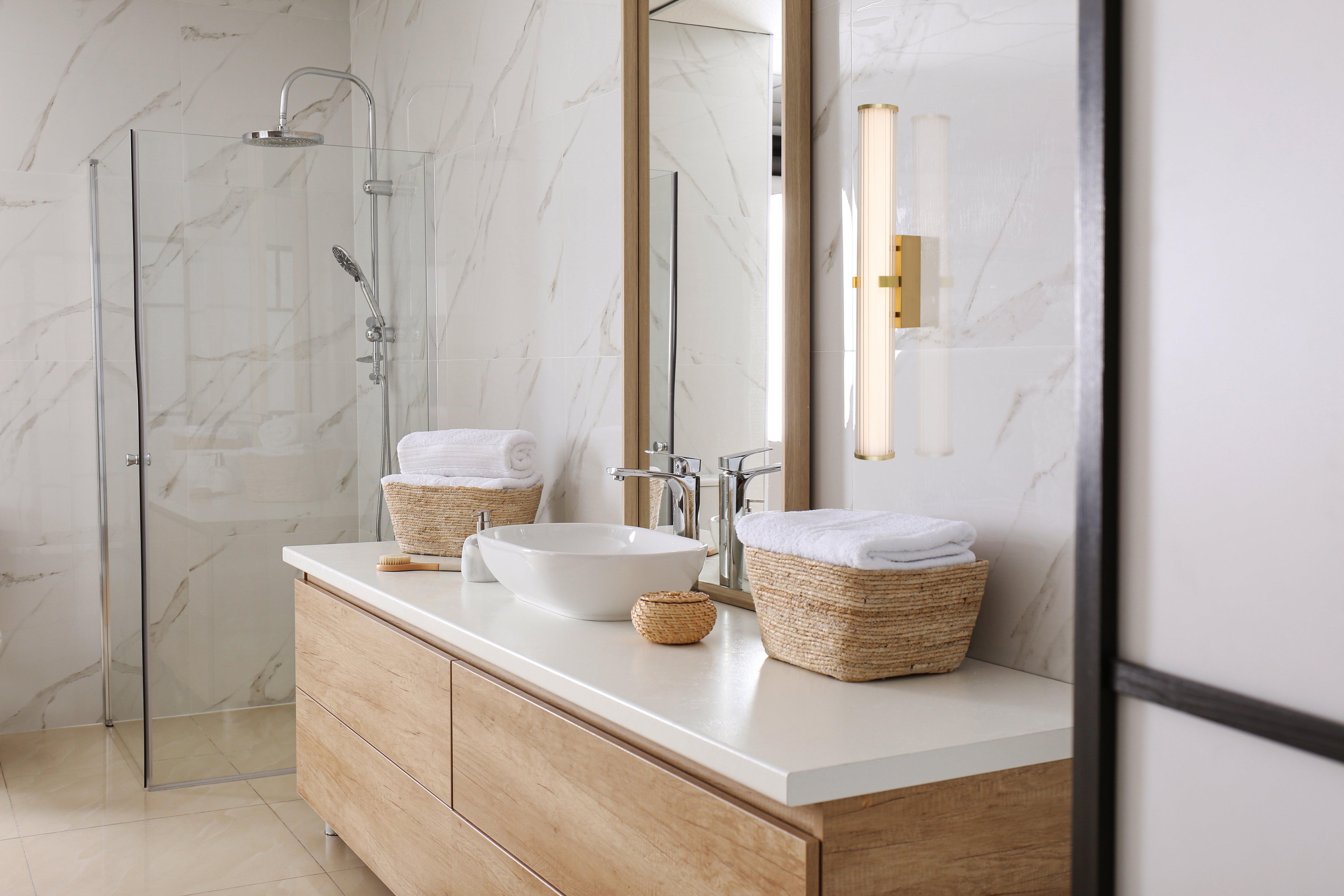 Clamp Wall Light - Gold Metal, Ribbed Clear & Opal Diffuser