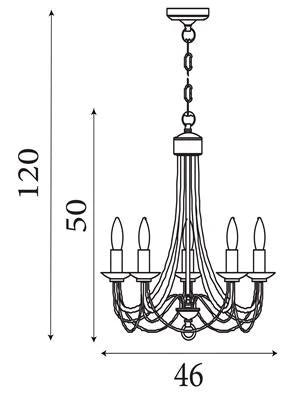 Hanglamp Maypole 5Lt - Antique Brass Metal by Searchlight