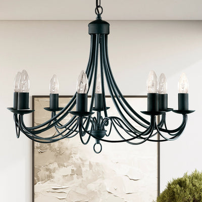 Hanglamp Maypole 8Lt - Black Metal by Searchlight