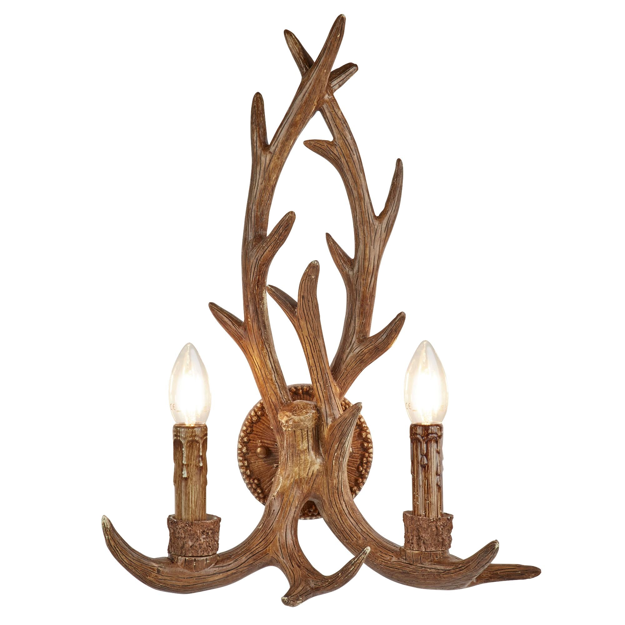 Stag 2Lt Wall Light - Brown Resin