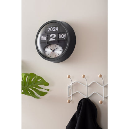 Wandklok Round Flip Zwart