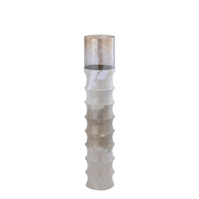 Stormlicht Kaylyne crème emaille geribbeld met glas M by PTMD