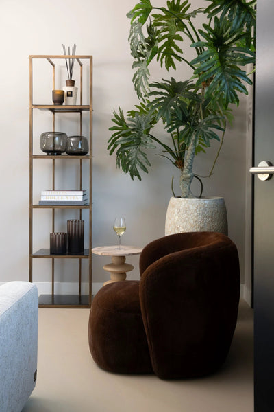 Fauteuil Aphrodite donkerbruin met bont by PTMD