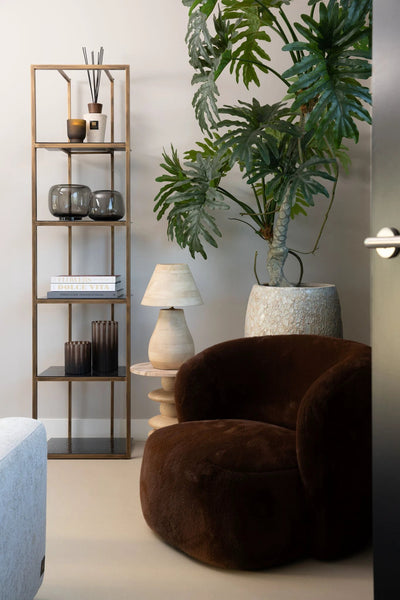 Fauteuil Aphrodite donkerbruin met bont by PTMD