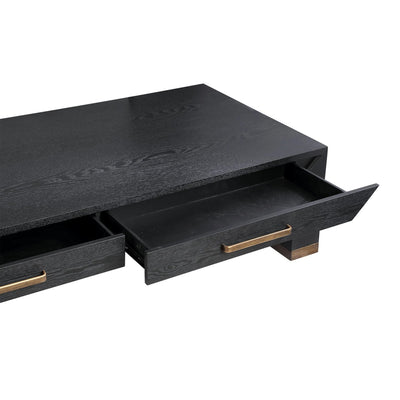 Tiess Zwarte Houtfineer Salontafel 2 Laden by PTMD