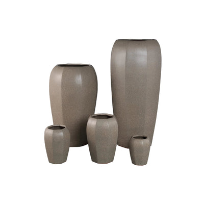 Myrick donkerbruine keramische pot, achthoekig, maat L by PTMD