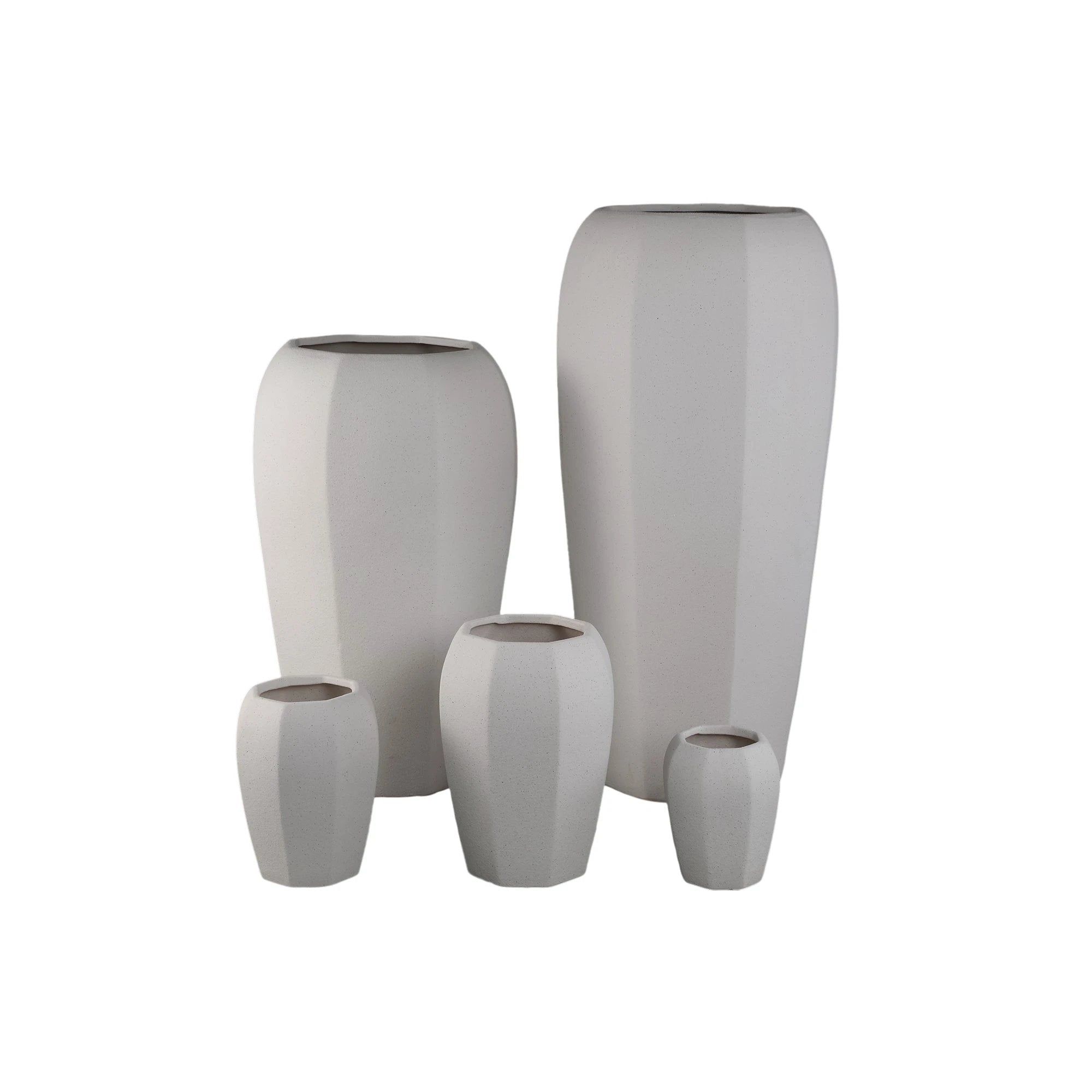 Myrick crème keramische pot, achthoekig, L by PTMD