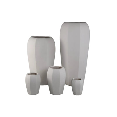 Myrick crème keramische pot, achthoekig, L by PTMD