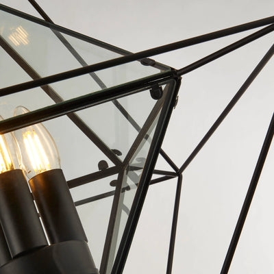 Hanglamp Diamond 3Lt - Black Metal & Clear Glass by Searchlight