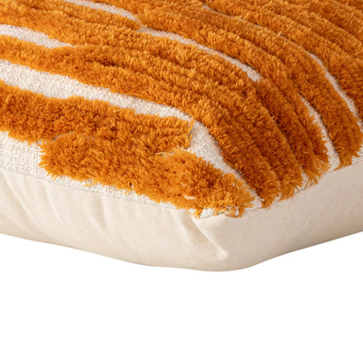 Genica oranje vierkant katoenen kussen met borduurwerk by PTMD