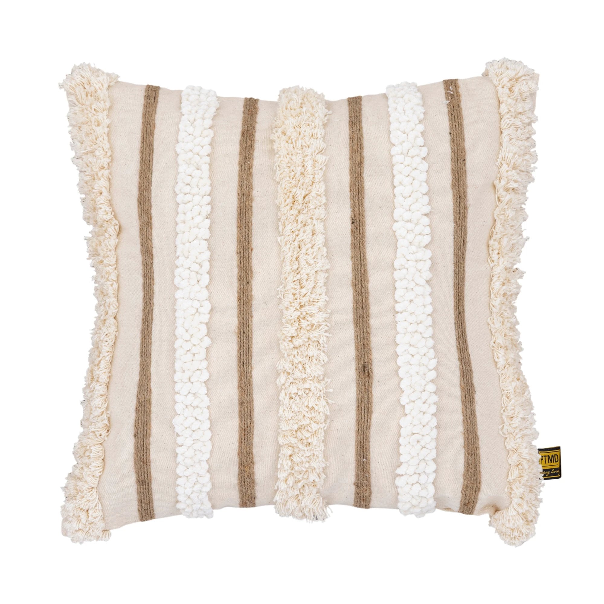 Rashel crème vierkant katoenen geborduurd kussen by PTMD